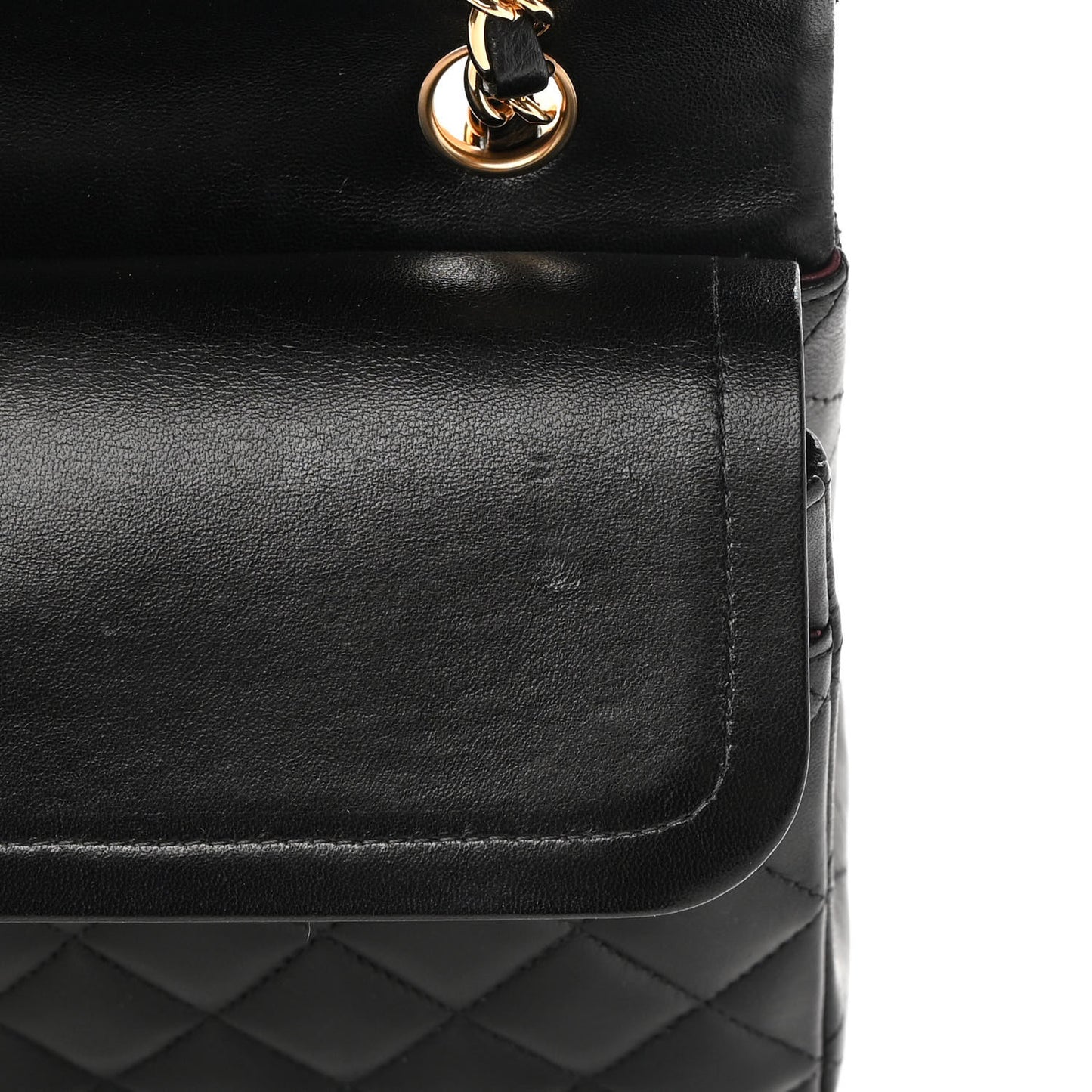 Lambskin Quilted Medium Double Flap Black