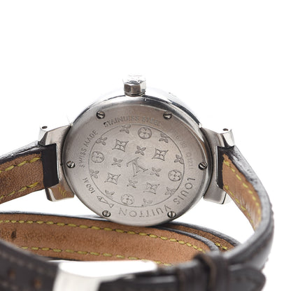 Louis Vuitton Stainless Steel Calfskin 28mm Tambour Triple Wrap Quartz Watch Brown 4 of 4