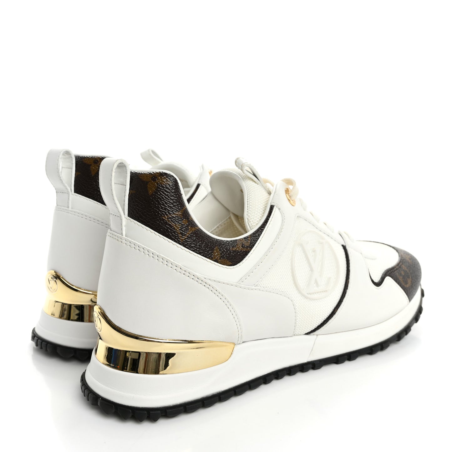 Calfskin Monogram Run Away Sneakers 38.5 White