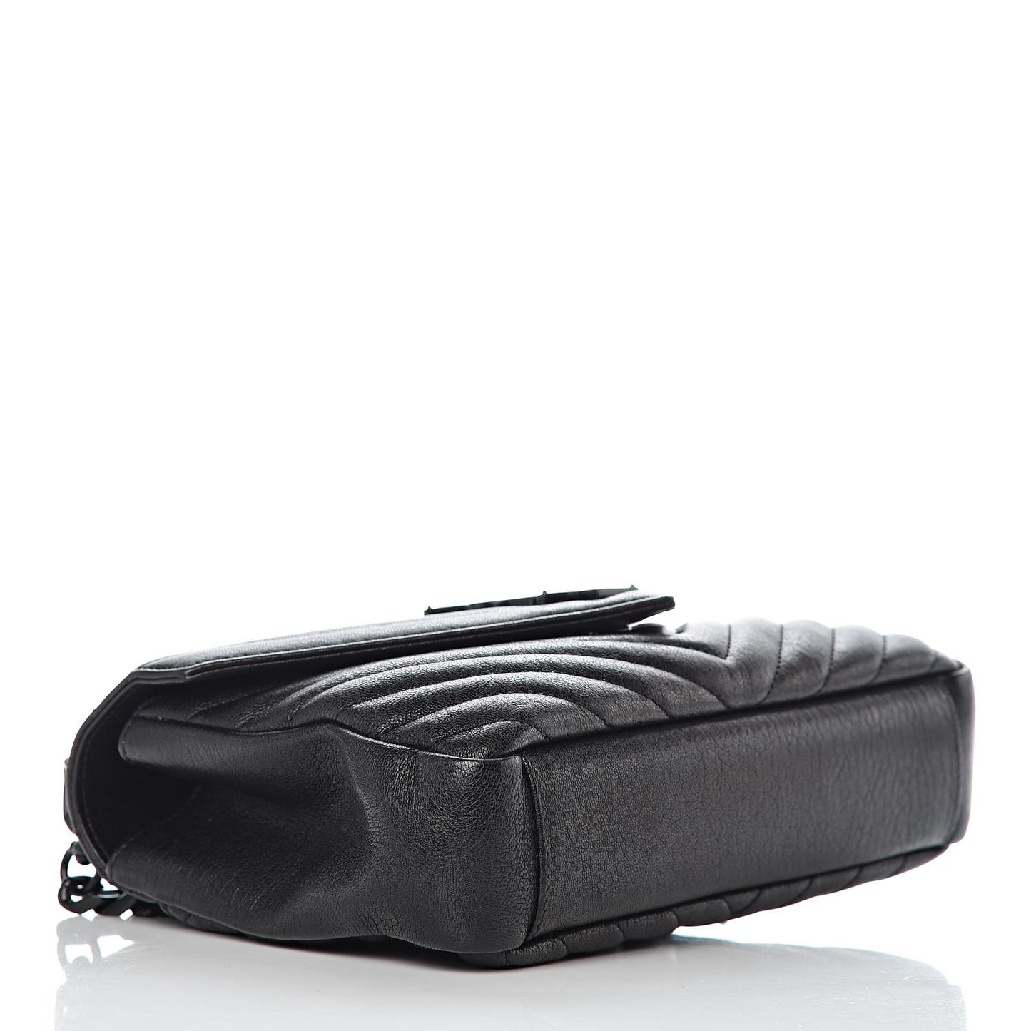 Sheepskin Matelasse Chevron Monogram Medium College Bag Black