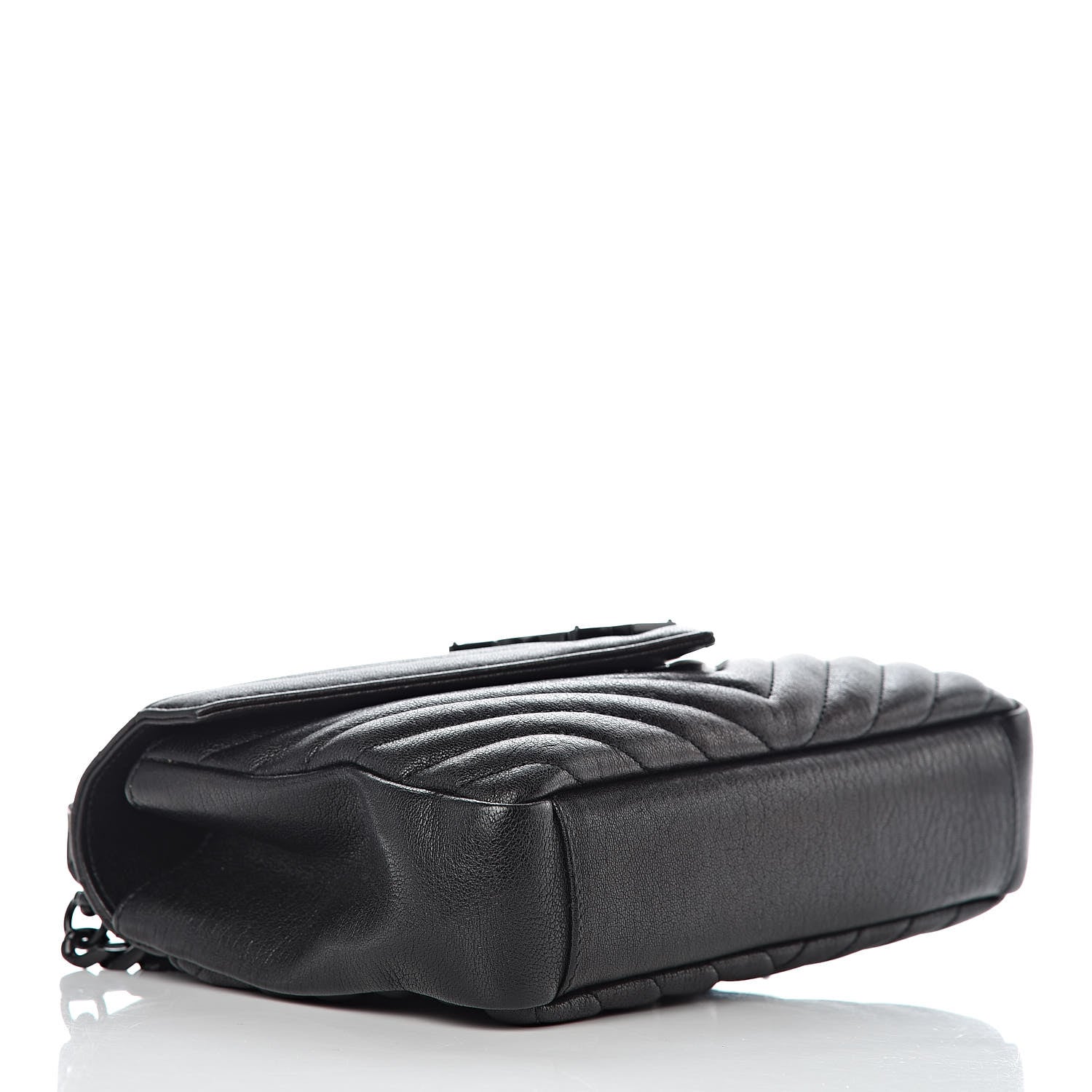 Saint Laurent Sheepskin Matelasse Chevron Monogram Medium College Bag Black 4 of 8