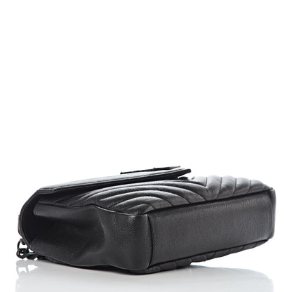 Saint Laurent Sheepskin Matelasse Chevron Monogram Medium College Bag Black 4 of 8