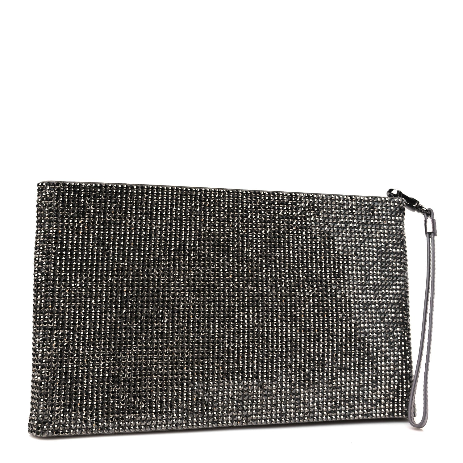 Judith Leiber Satin Allover Crystal Wristlet Pouch Hematite 3 of 8