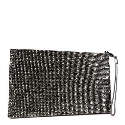 Judith Leiber Satin Allover Crystal Wristlet Pouch Hematite 3 of 8