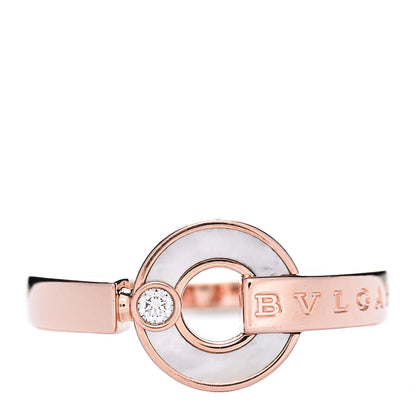 Bulgari 18K Rose Gold Diamond Mother of Pearl BVLGARI BVLGARI Band Ring 57 8 1 of 7