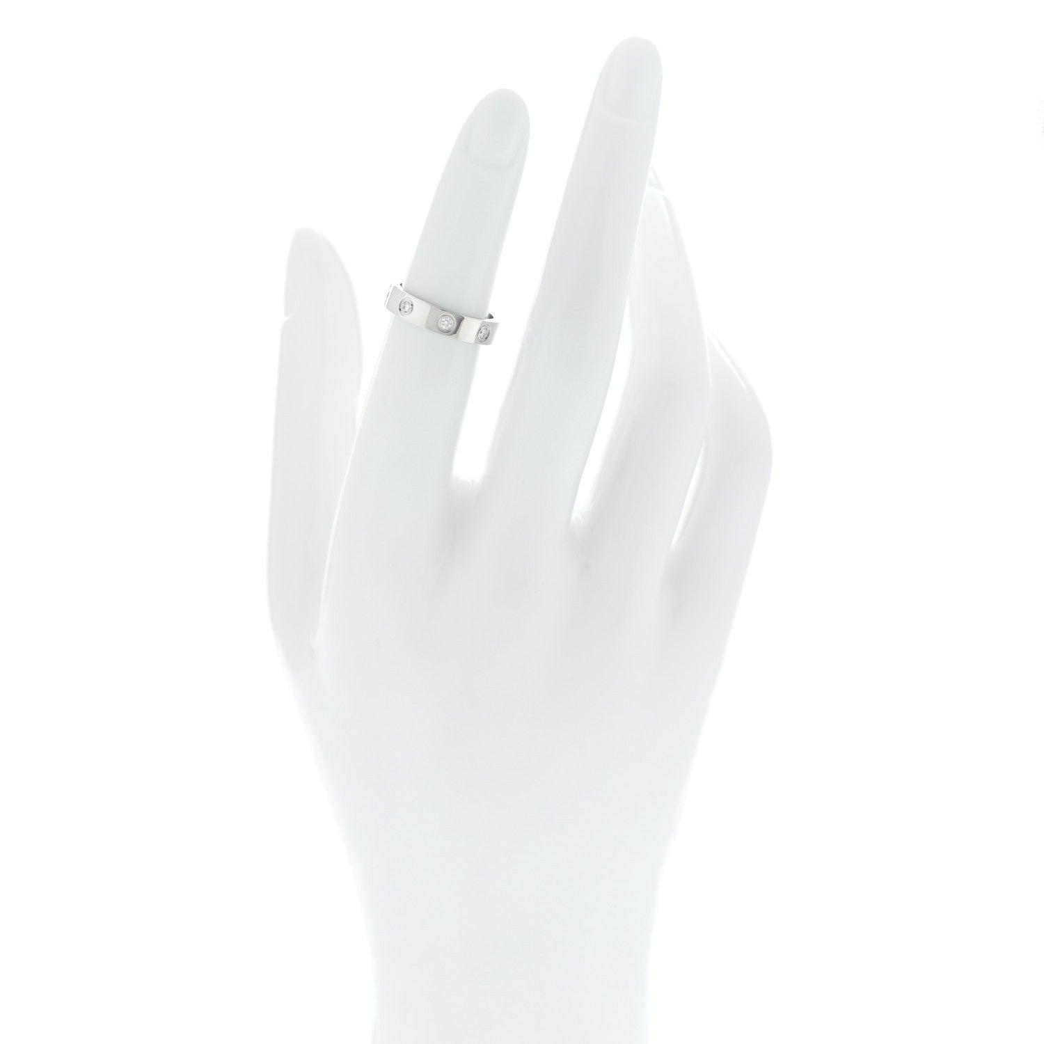 Cartier 18K White Gold 8 Diamond 4mm LOVE Wedding Band Ring 48 4.5 2 of 5