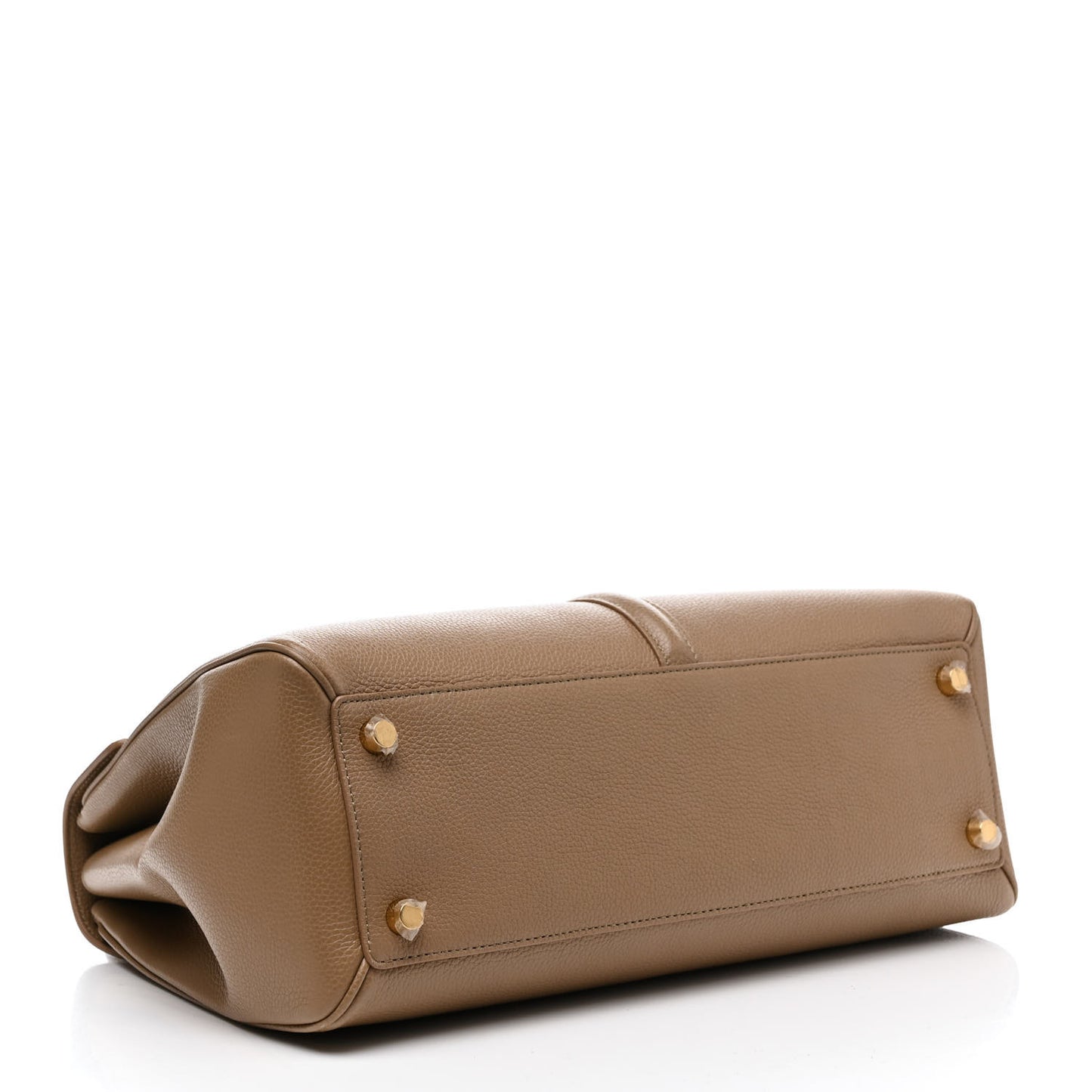 Grained Calfskin Medium 16 Top Handle Bag Beige