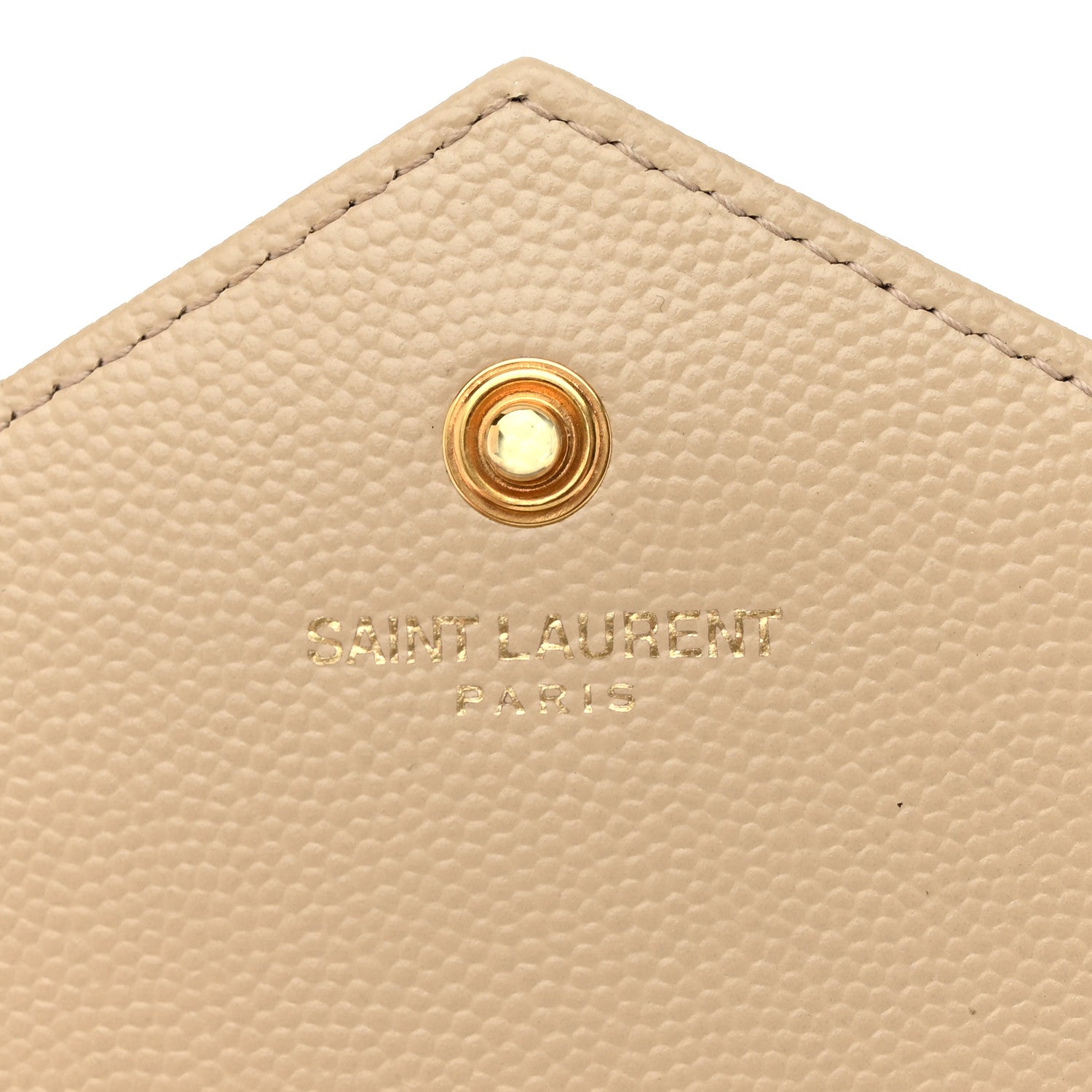 Saint Laurent Grain De Poudre Matelasse Chevron Monogram Chain Wallet Dark Beige 6 of 11