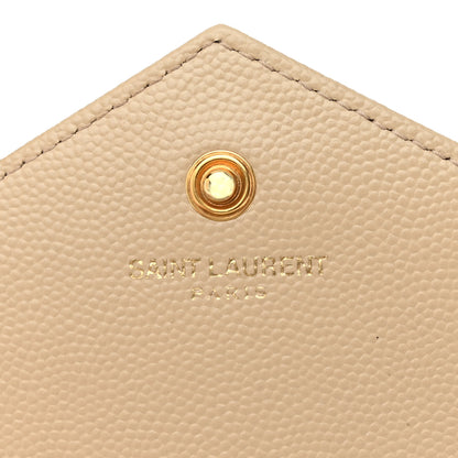 Saint Laurent Grain De Poudre Matelasse Chevron Monogram Chain Wallet Dark Beige 6 of 11