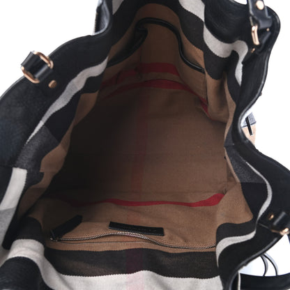 Burberry Grainy Calfskin House Check Medium Maidstone Black 4 of 4