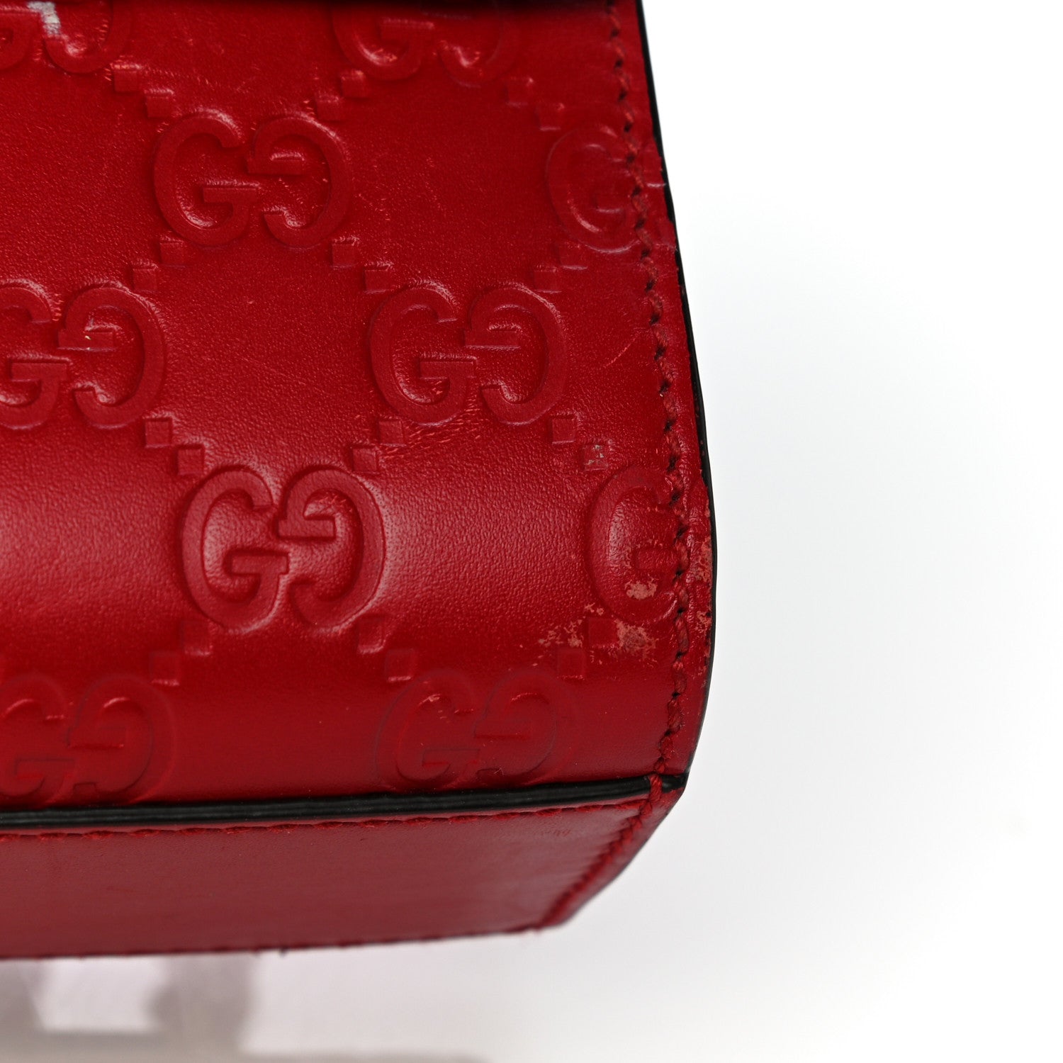 Gucci Guccissima Small Padlock Shoulder Bag Hibiscus Red 7 of 19