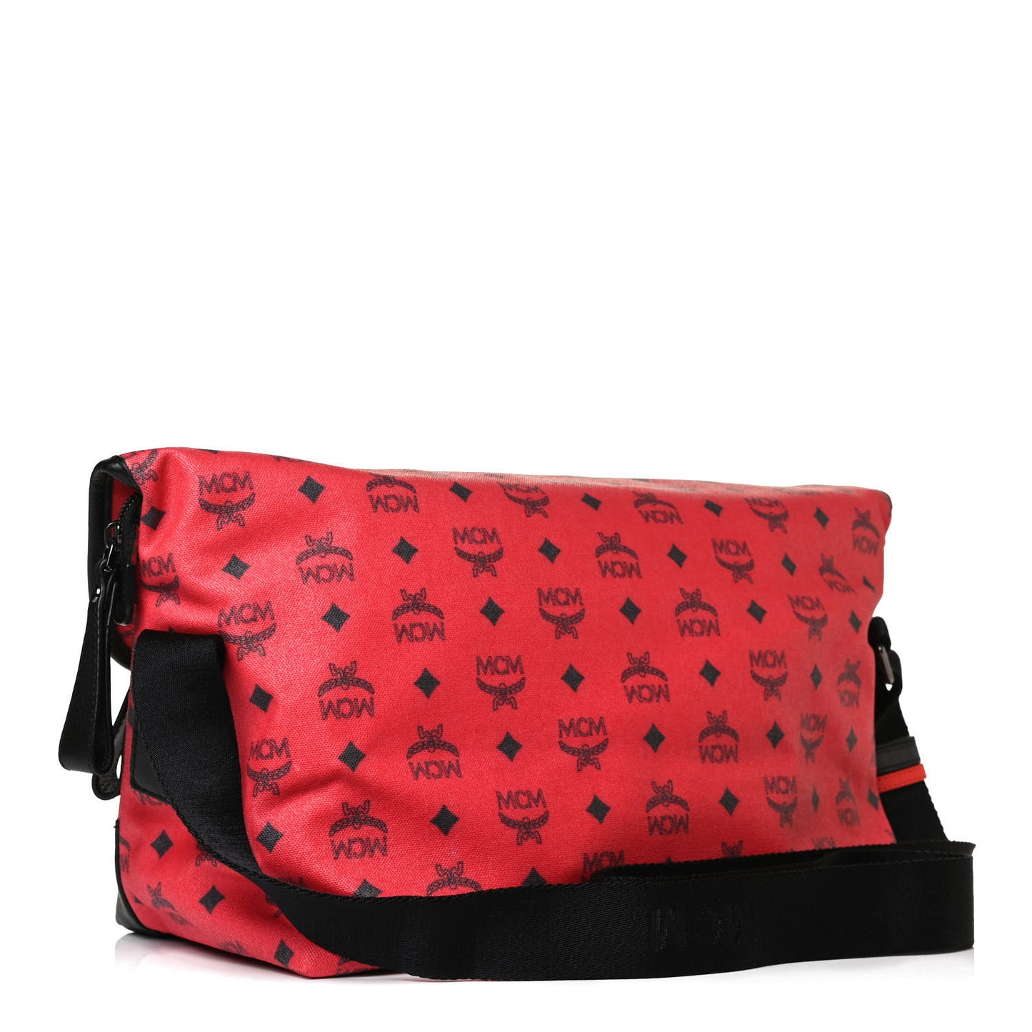 X Ekocycle Monogram Coated Canvas Studded Messenger Bag Red
