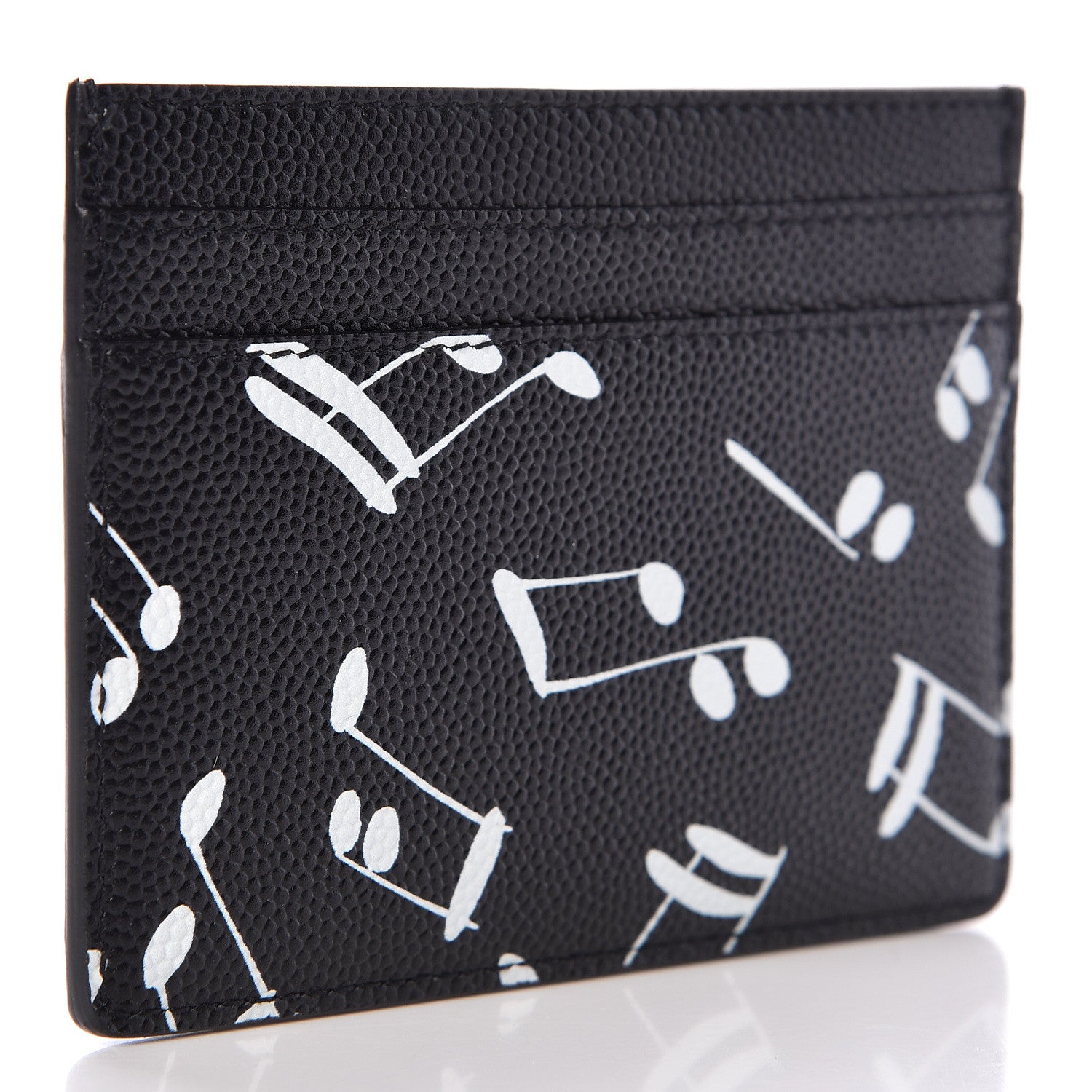 Saint Laurent Grain de Poudre Musical Notes Credit Card Case Black 3 of 8
