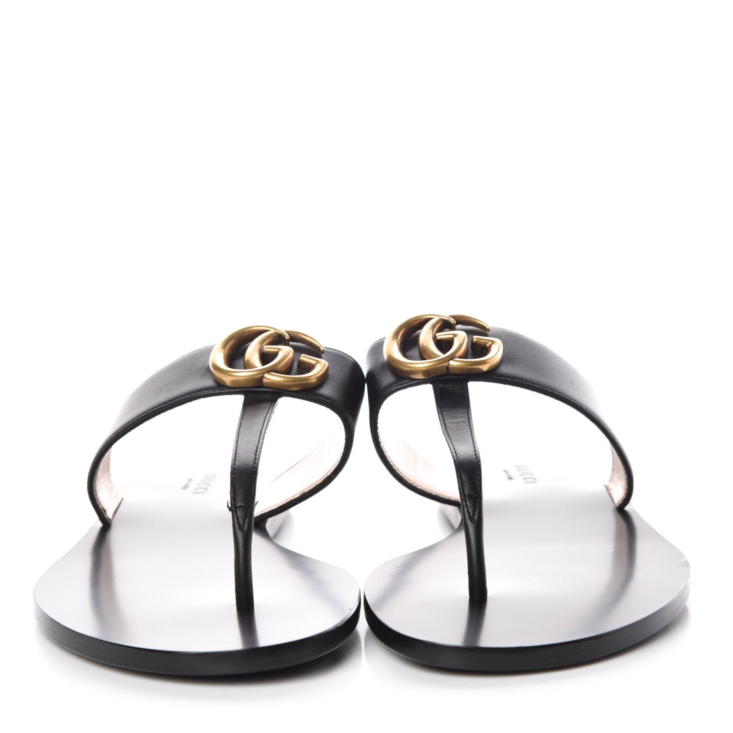 Calfskin Double G Thong Sandals 38 Black