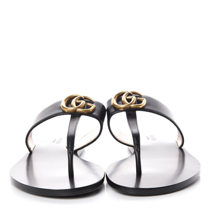Gucci Calfskin Double G Thong Sandals 38 Black 2 of 9