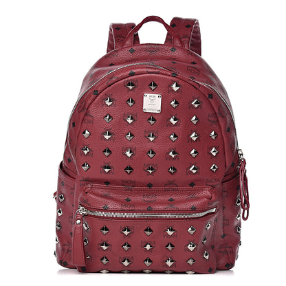 MCM Visetos Studded Medium Stark Backpack Scooter Red 1 of 13