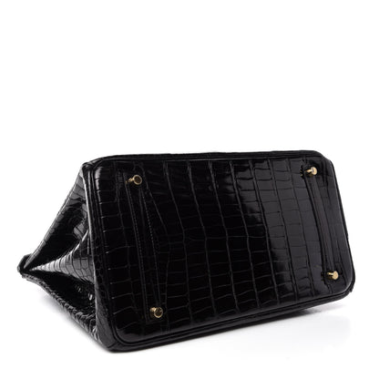 Hermes Shiny Porosus Crocodile Birkin 35 Black 5 of 34