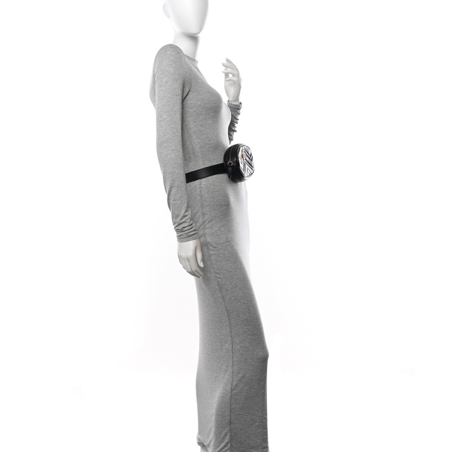 Gucci Calfskin Matelasse GG Marmont Belt Bag 85 34 Black 2 of 12