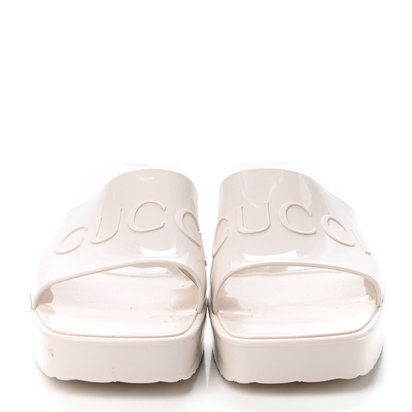 Rubber Gucci Logo Womens Platform 20/60mm Slide Sandals 41 Mystic White