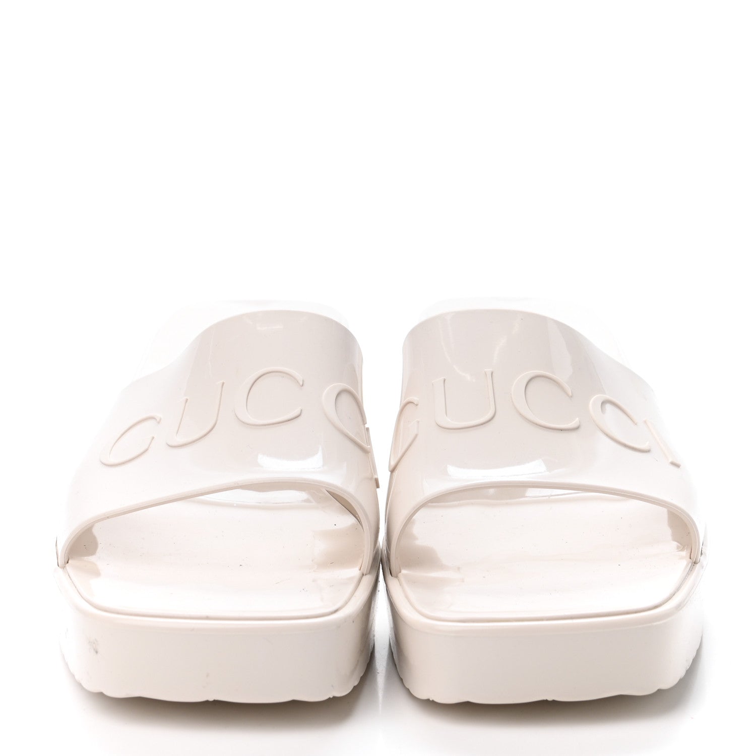 Gucci Rubber Gucci Logo Womens Platform 20/60mm Slide Sandals 41 Mystic White 2 of 4