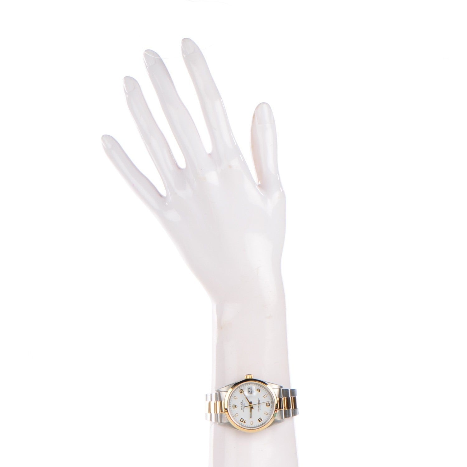 Rolex Stainless Steel 18K Yellow Gold 34mm Oyster Perpetual Date Watch White 15203 2 of 7