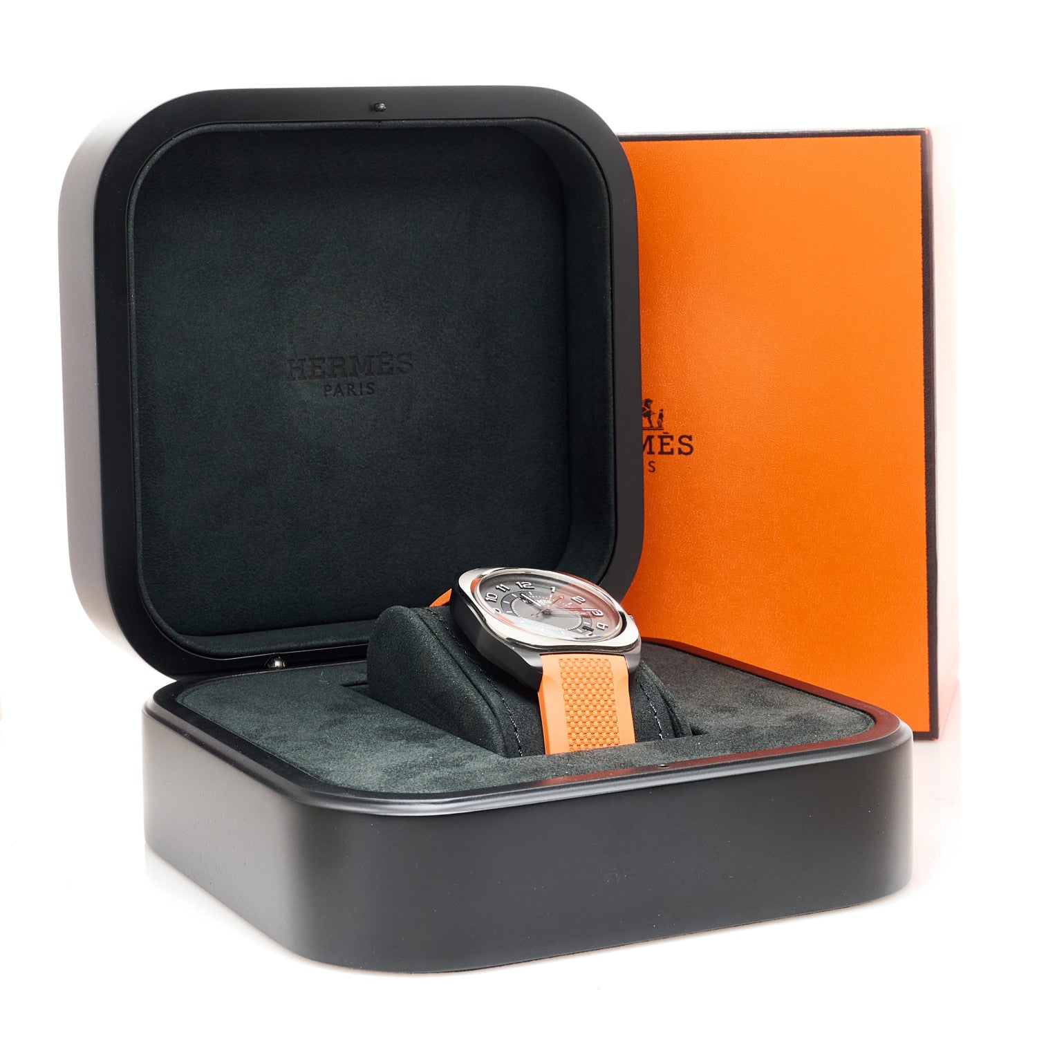 Hermes DLC Coated Titanium Rubber 39mm H08 Automatic Watch Orange 5 of 5
