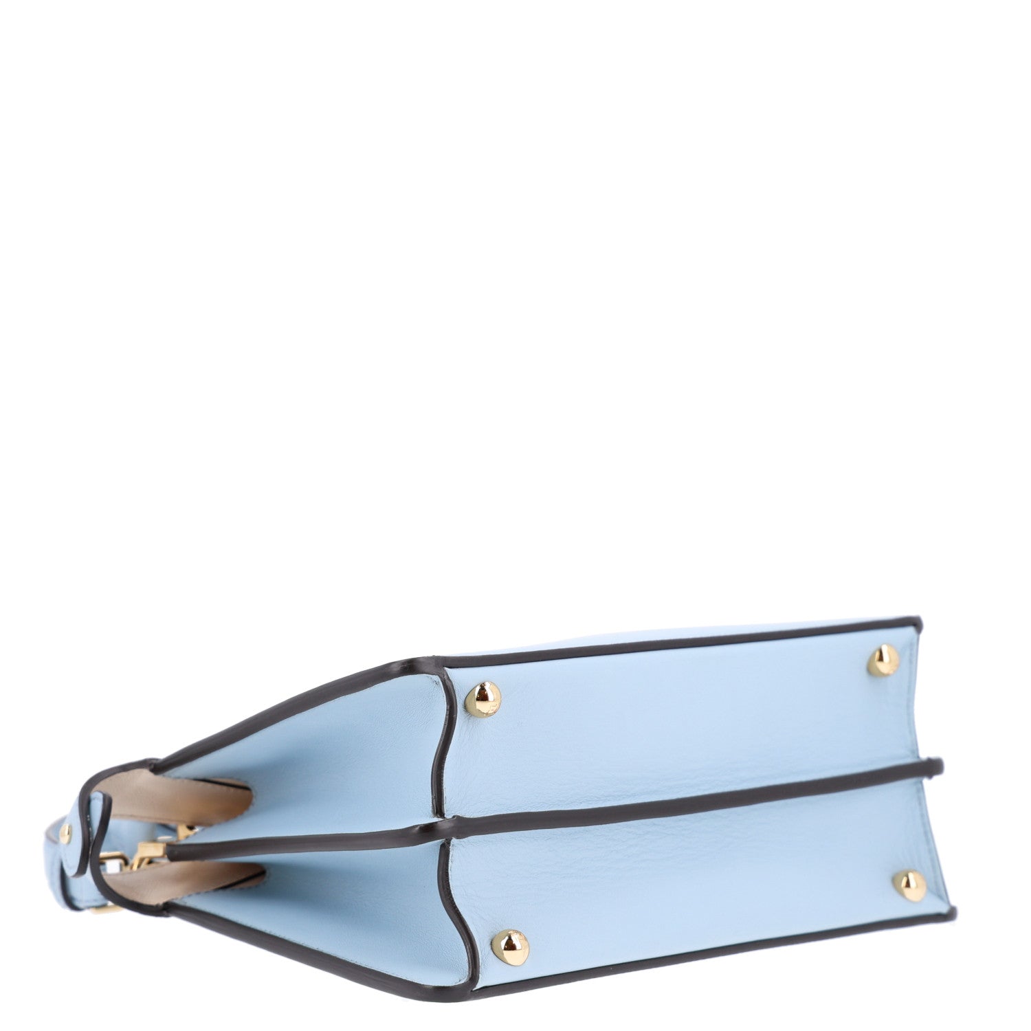 Fendi Vitello Seta Shiny Nappa Small Peekaboo I SEE U Satchel  Azzurro Baby Camelia 4 of 9