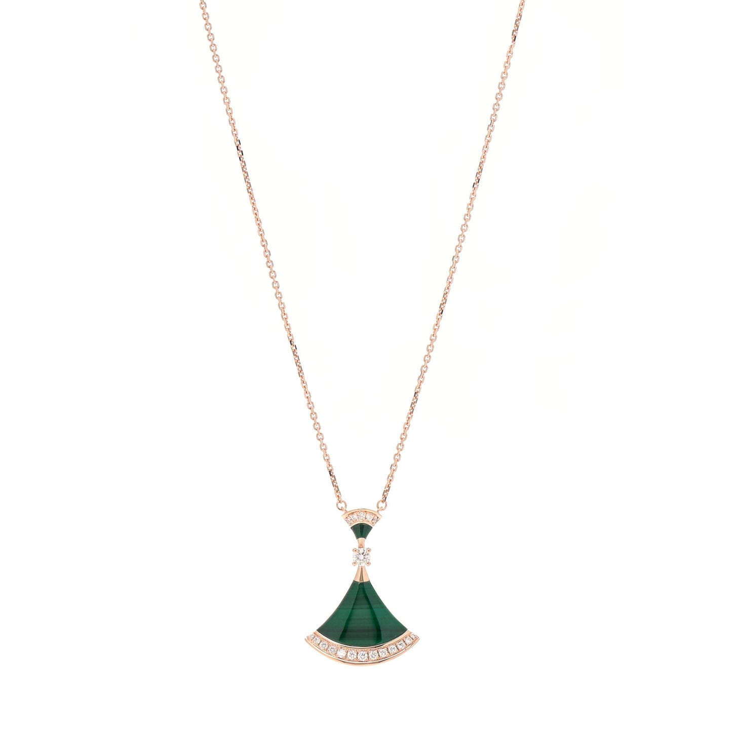 18K Rose Gold Diamond Malachite Divas' Dream Pendant Necklace