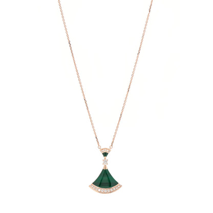 Bulgari 18K Rose Gold Diamond Malachite Divas' Dream Pendant Necklace 1 of 10