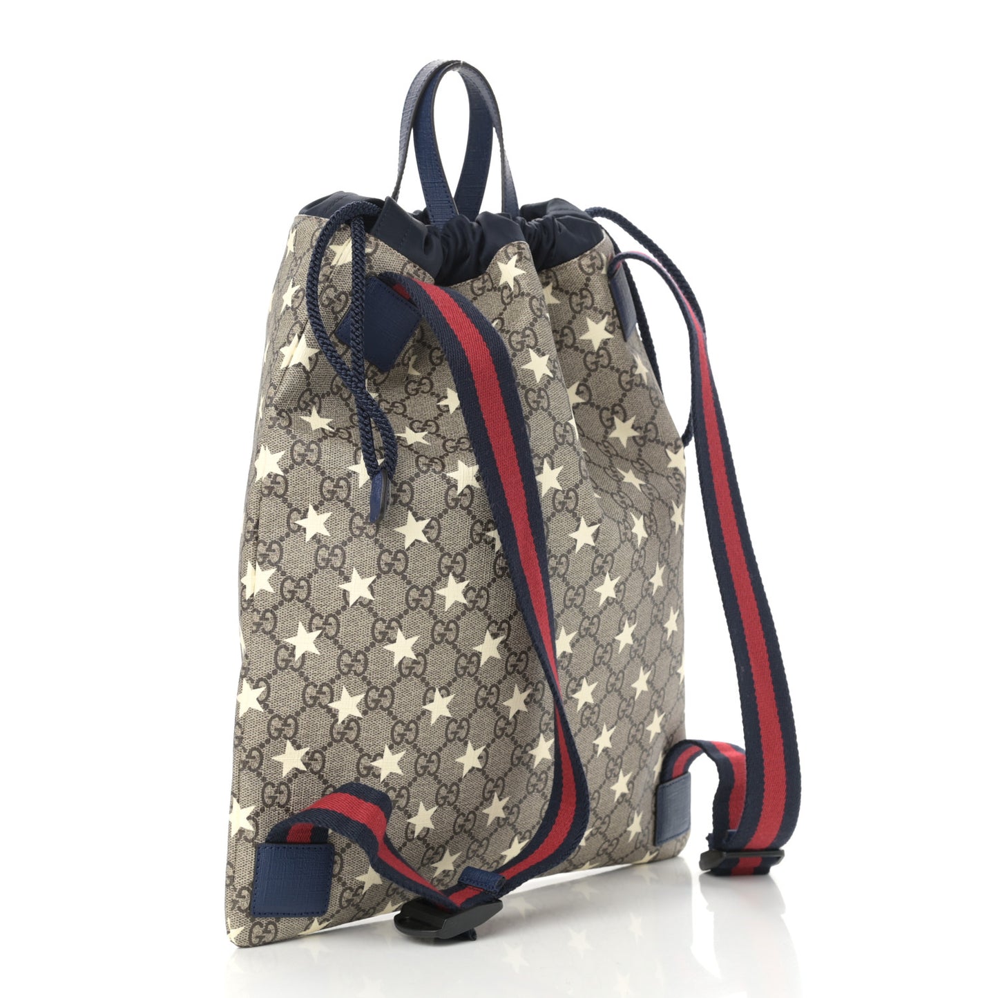 Soft GG Supreme Monogram Stars Childrens Drawstring Backpack Beige Ebony Yellow Royal