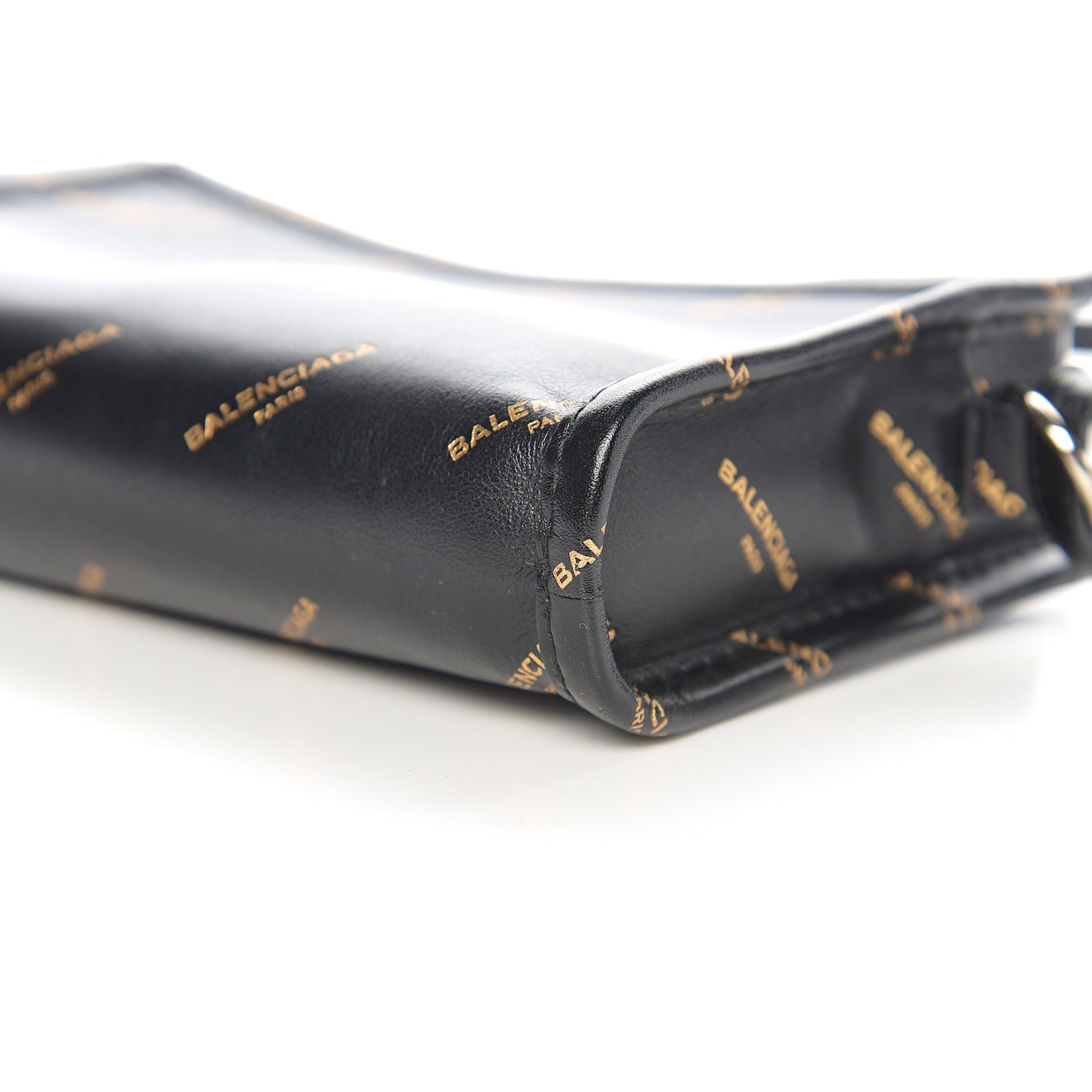 Calfskin Allover Logo Bazar Pochette Crossbody Black Gold