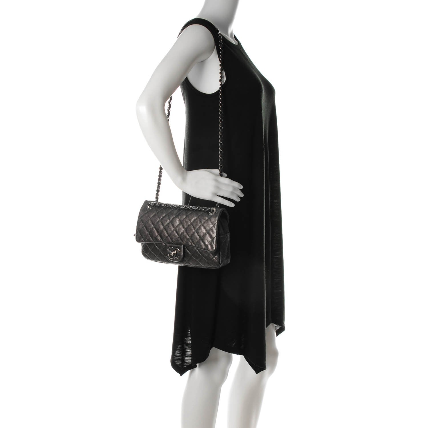 Chanel Iridescent Quilted Small Chic Caviar Flap Dark Silver 2 of 8
