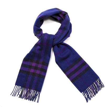 Burberry Cashmere Giant Check Fringe Scarf Purple 1 of 3