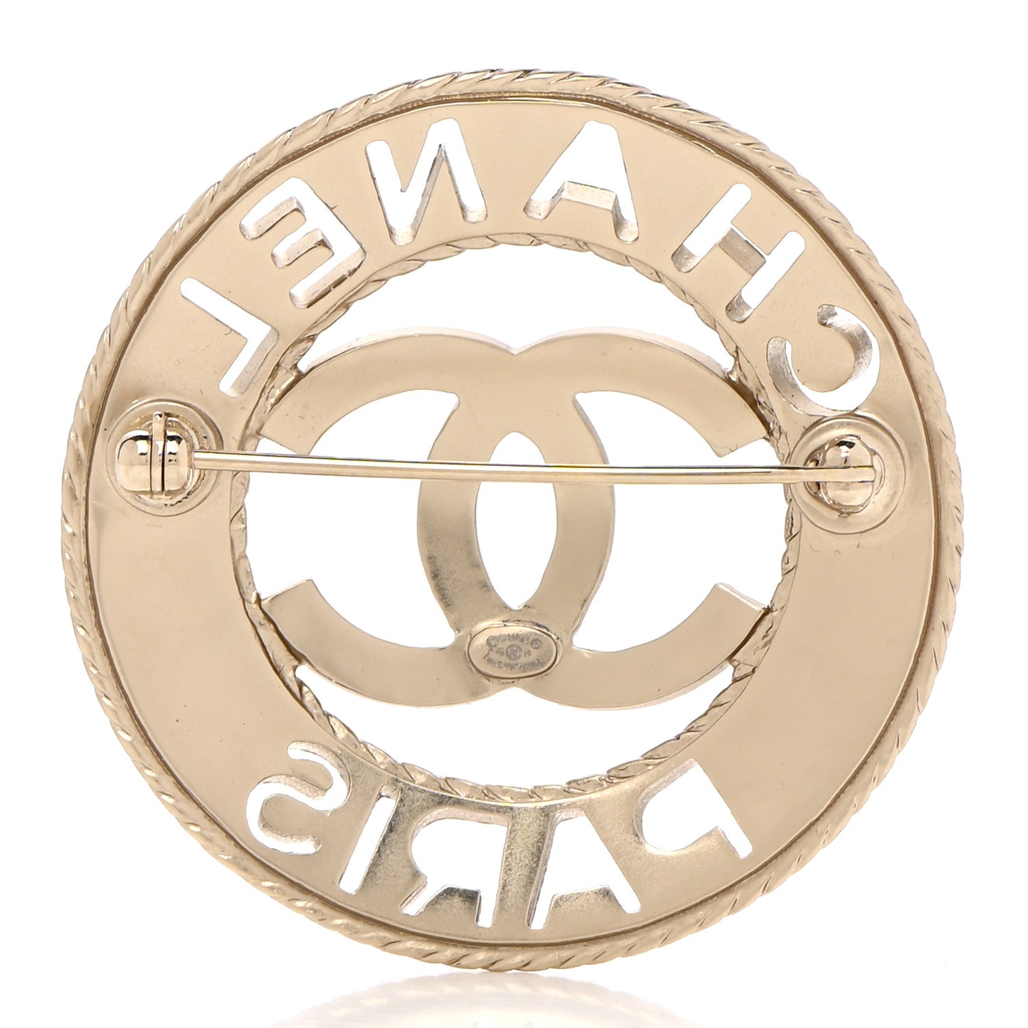 Metal CC Paris Brooch Light Gold