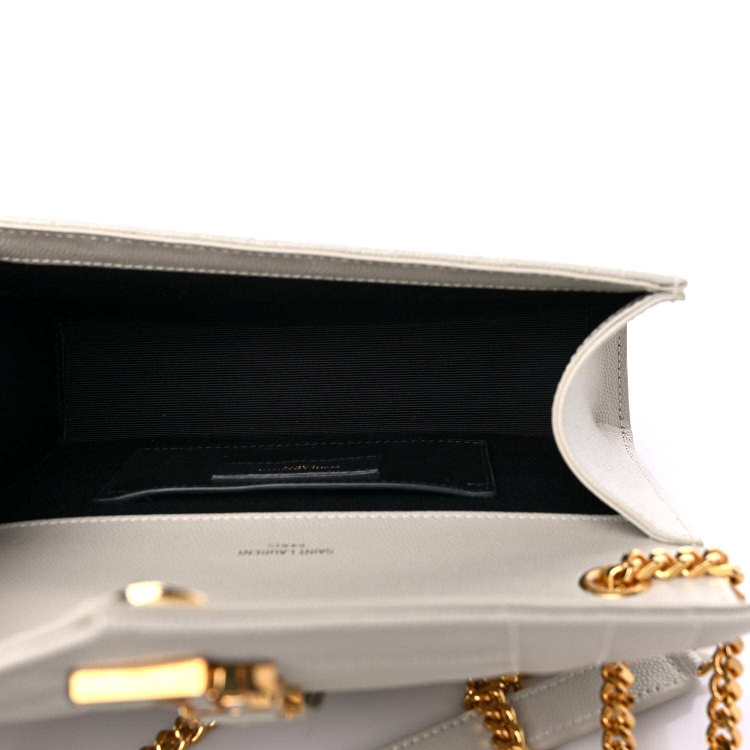 Saint Laurent Grain De Poudre Textured Mixed Matelasse Triquilt Small Monogram Satchel Blanc Vintage 4 of 8
