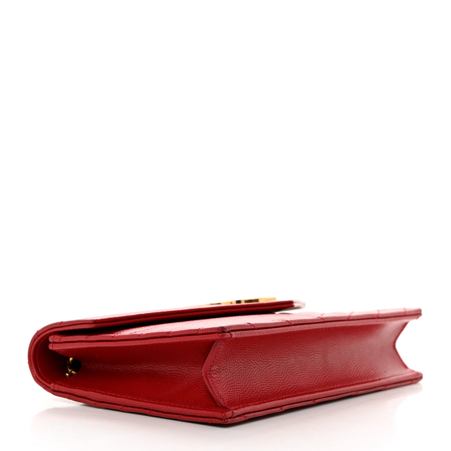 Grain De Poudre Matelasse Chevron Monogram Envelope Chain Wallet New Red