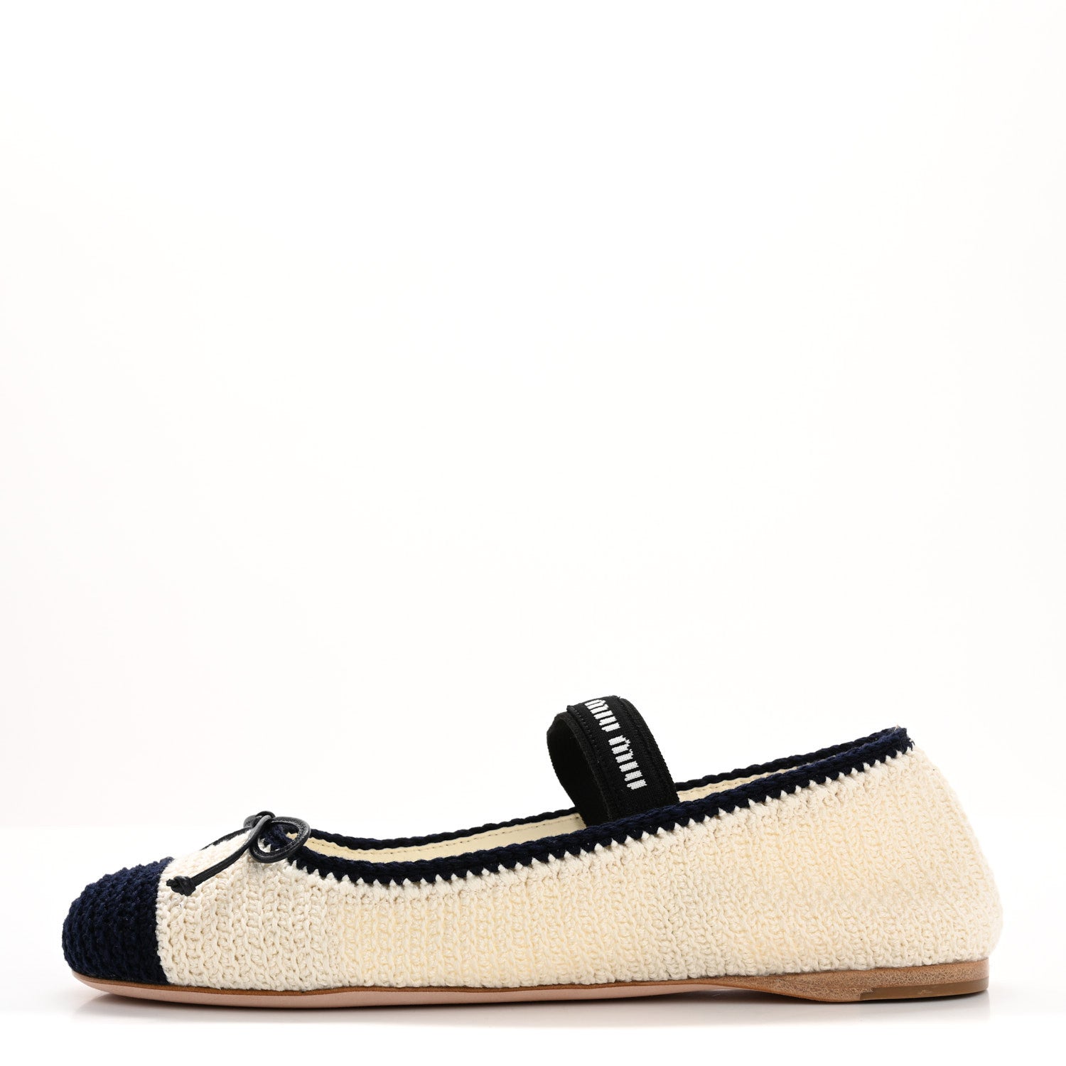 Miu Miu Cotton Crochet Knit Ballerina Flats 39 Avorio Blue 1 of 18