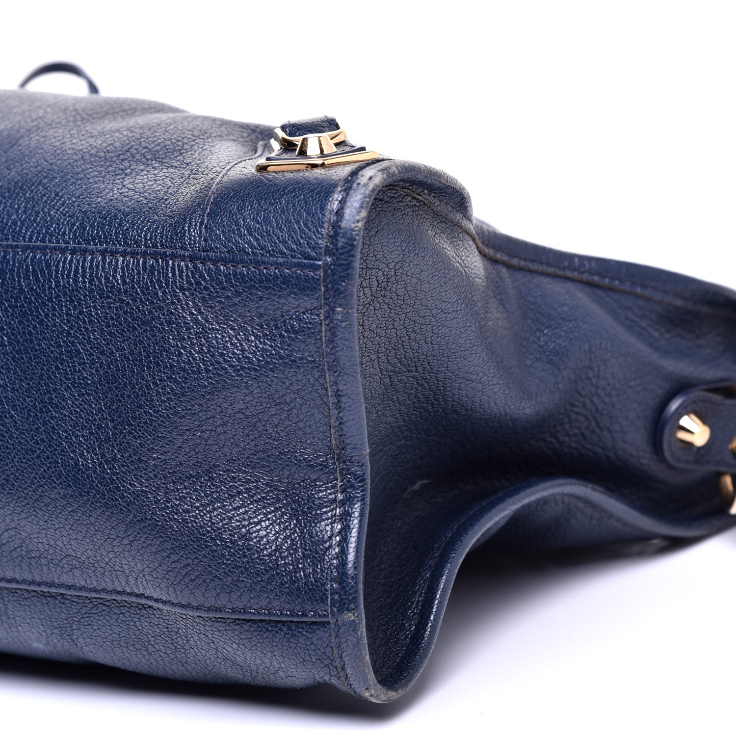 Balenciaga Chevre Gold Metallic Edge Hardware City Bleu Nuit Dark Sea 7 of 12