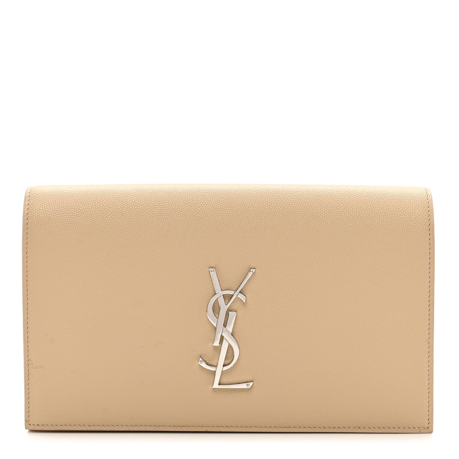 Saint Laurent Grain De Poudre Classic Kate Monogram Clutch Nude Powder 1 of 7