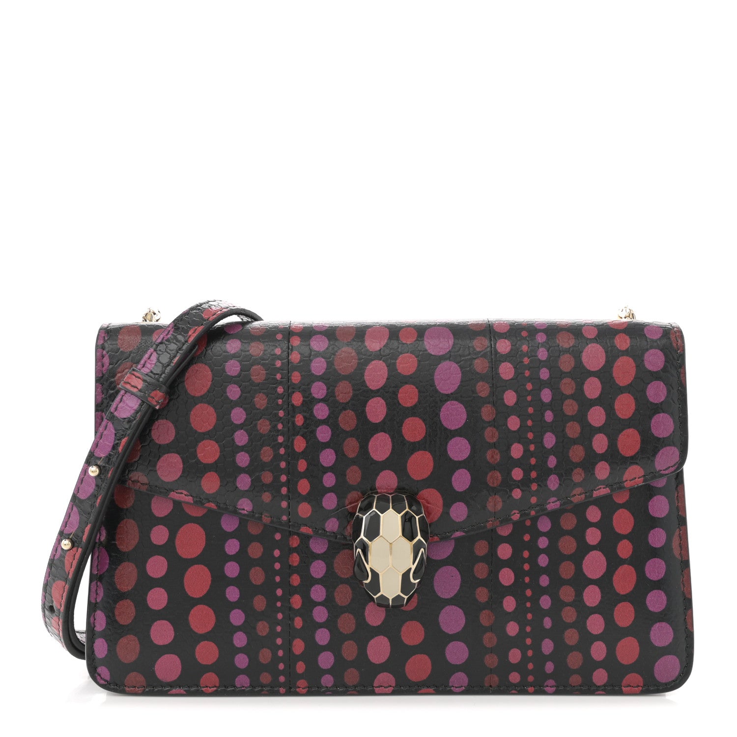 Bulgari Calfskin Snakeskin Printed Polka Dot Serpenti Forever Crossbody Bag Multicolor 1 of 9