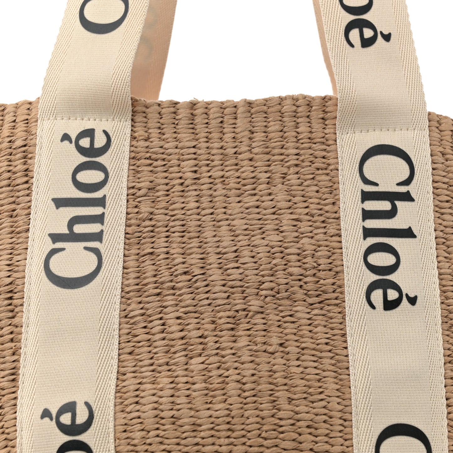 Raffia Large Woody Basket Bag White