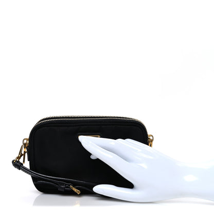 Prada Nylon Saffiano Triangle Mini Wristlet Pouch Black 2 of 7