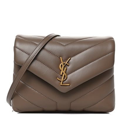 Saint Laurent Calfskin Y Quilted Monogram Toy Loulou Crossbody Bag Taupe 1 of 8