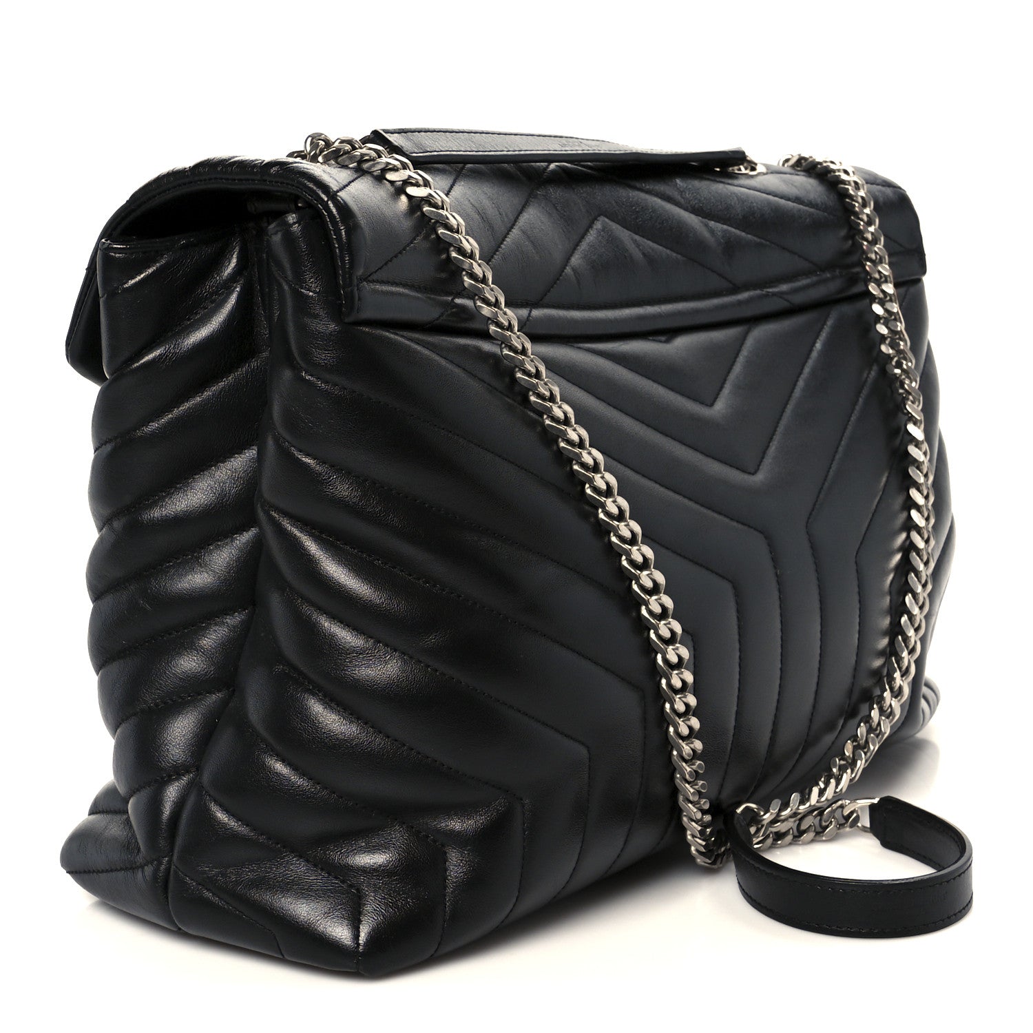 Saint Laurent Calfskin Y Quilted Monogram Large Loulou Chain Satchel Black 3 of 11