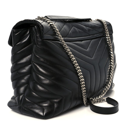 Saint Laurent Calfskin Y Quilted Monogram Large Loulou Chain Satchel Black 3 of 11