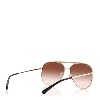 Chanel Aviator Metallic Pilot Sunglasses 4231 Gold 4 of 8