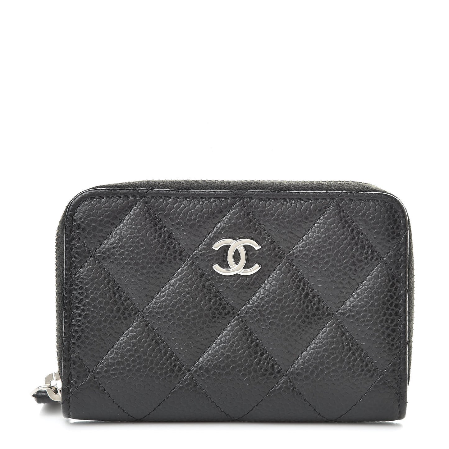 Caviar Quilted Zip Coin Purse Black