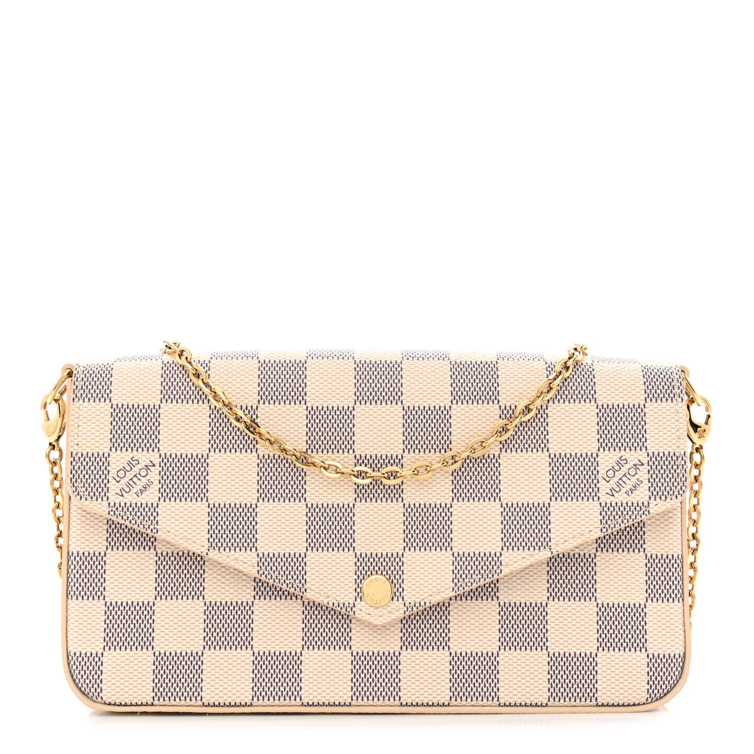 Louis Vuitton Damier Azur Pochette Felicie Chain Wallet Rose Ballerine 3 of 14