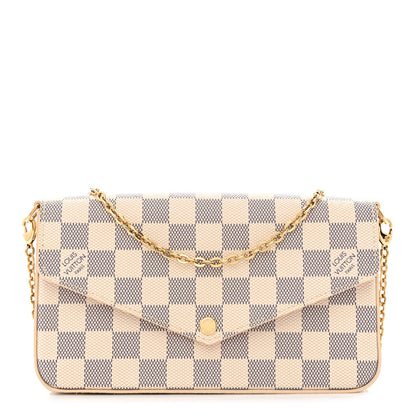 Louis Vuitton Damier Azur Pochette Felicie Chain Wallet Rose Ballerine 3 of 14