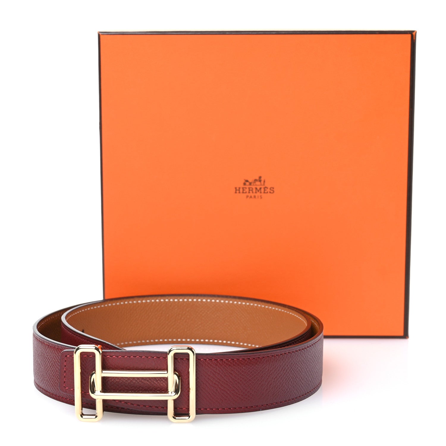 Hermes Epsom 32mm Rythme Belt 85 34 Rouge H Gold 7 of 7